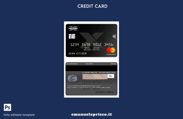 modello di carta mastercard della banca Halifax del Regno Unito in stile verific